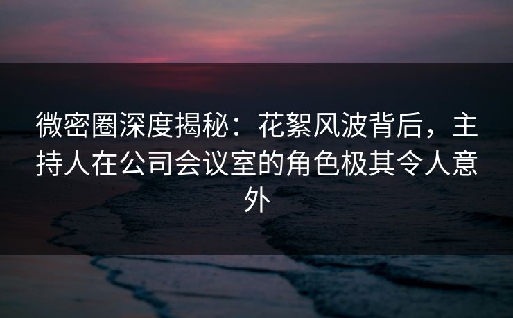 微密圈深度揭秘：花絮风波背后，主持人在公司会议室的角色极其令人意外