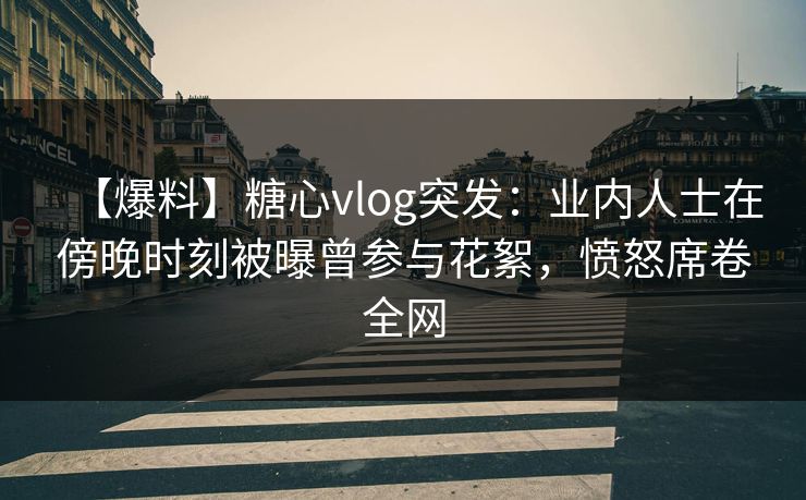 【爆料】糖心vlog突发：业内人士在傍晚时刻被曝曾参与花絮，愤怒席卷全网