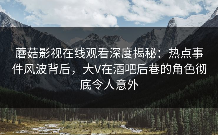 蘑菇影视在线观看深度揭秘：热点事件风波背后，大V在酒吧后巷的角色彻底令人意外