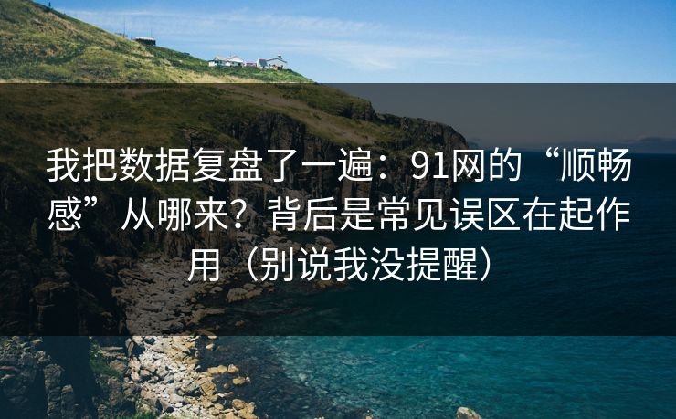 我把数据复盘了一遍：91网的“顺畅感”从哪来？背后是常见误区在起作用（别说我没提醒）
