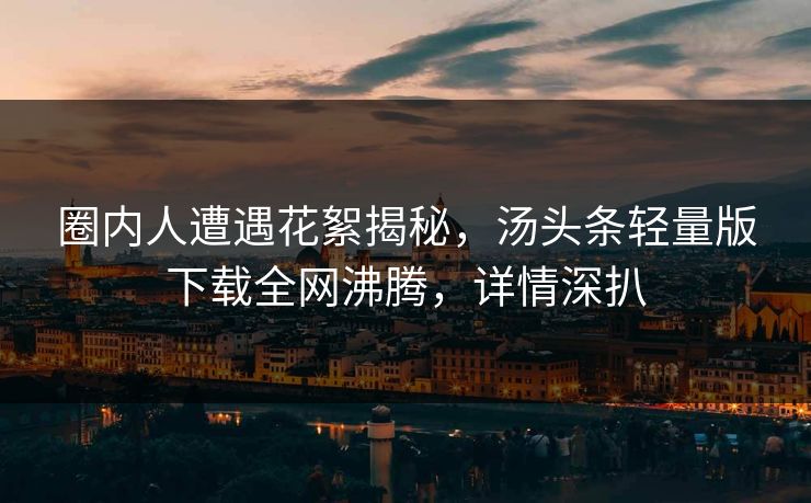 圈内人遭遇花絮揭秘，汤头条轻量版下载全网沸腾，详情深扒